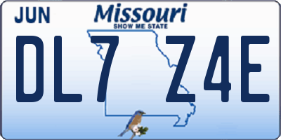 MO license plate DL7Z4E