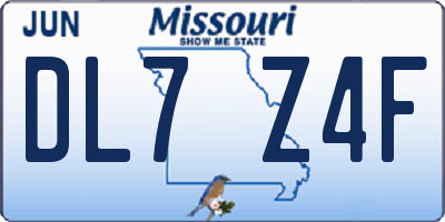MO license plate DL7Z4F