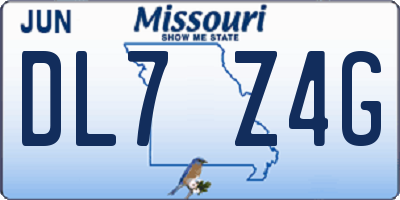 MO license plate DL7Z4G