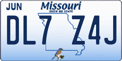 MO license plate DL7Z4J