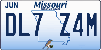 MO license plate DL7Z4M