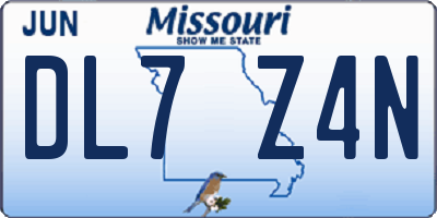 MO license plate DL7Z4N