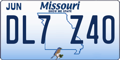 MO license plate DL7Z4O