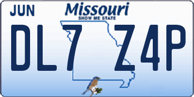 MO license plate DL7Z4P