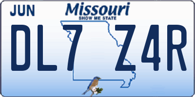 MO license plate DL7Z4R