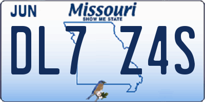 MO license plate DL7Z4S