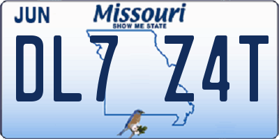 MO license plate DL7Z4T