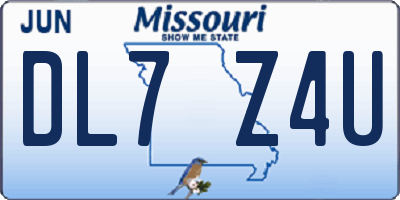 MO license plate DL7Z4U