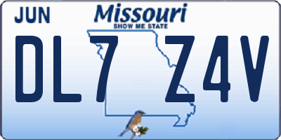 MO license plate DL7Z4V