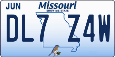 MO license plate DL7Z4W
