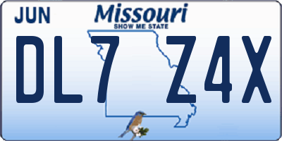 MO license plate DL7Z4X