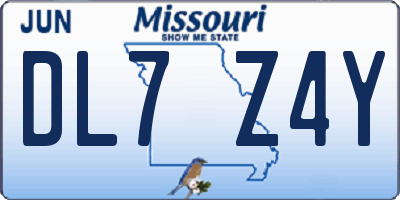 MO license plate DL7Z4Y