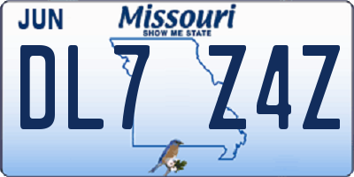 MO license plate DL7Z4Z