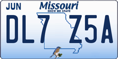 MO license plate DL7Z5A