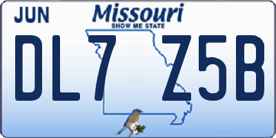 MO license plate DL7Z5B
