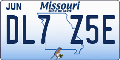 MO license plate DL7Z5E