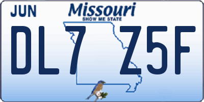 MO license plate DL7Z5F