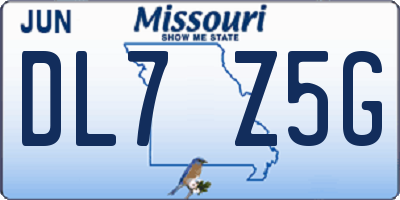 MO license plate DL7Z5G
