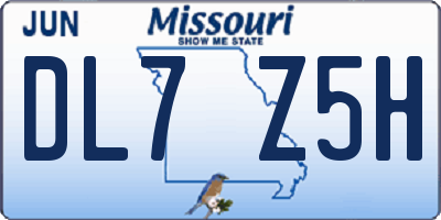 MO license plate DL7Z5H