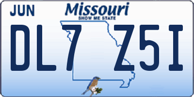 MO license plate DL7Z5I