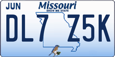 MO license plate DL7Z5K