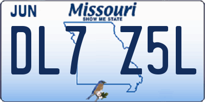 MO license plate DL7Z5L