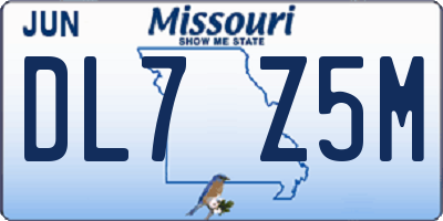 MO license plate DL7Z5M