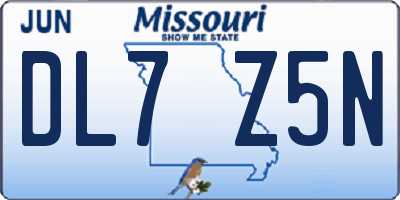 MO license plate DL7Z5N