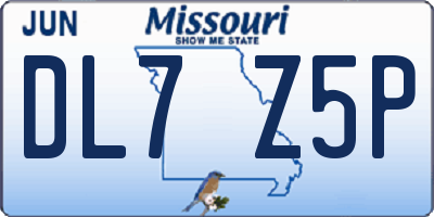 MO license plate DL7Z5P