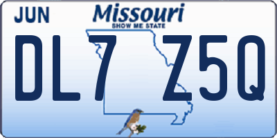 MO license plate DL7Z5Q