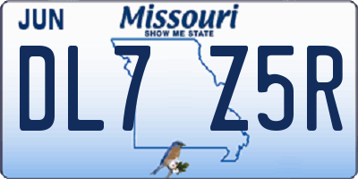 MO license plate DL7Z5R