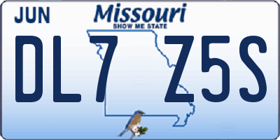 MO license plate DL7Z5S