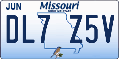 MO license plate DL7Z5V