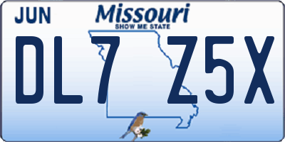 MO license plate DL7Z5X