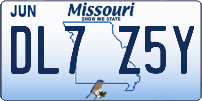 MO license plate DL7Z5Y