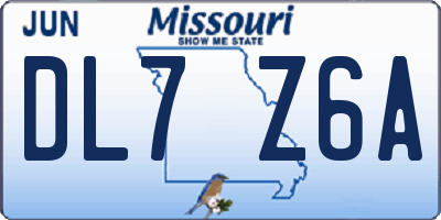 MO license plate DL7Z6A