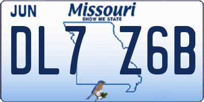 MO license plate DL7Z6B