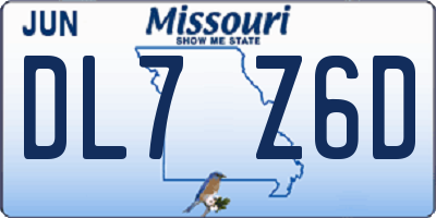 MO license plate DL7Z6D