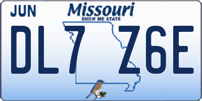 MO license plate DL7Z6E