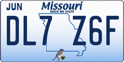 MO license plate DL7Z6F