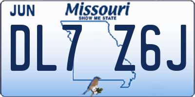 MO license plate DL7Z6J