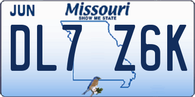 MO license plate DL7Z6K