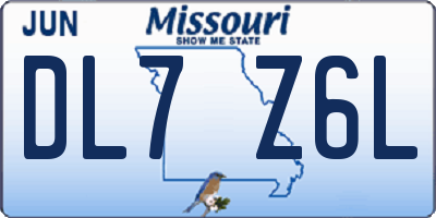 MO license plate DL7Z6L