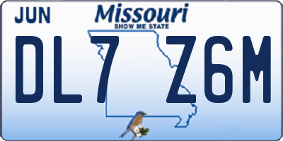 MO license plate DL7Z6M