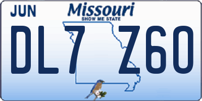 MO license plate DL7Z6O