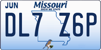 MO license plate DL7Z6P