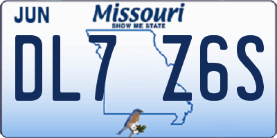 MO license plate DL7Z6S