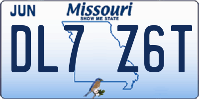 MO license plate DL7Z6T