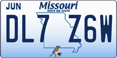 MO license plate DL7Z6W