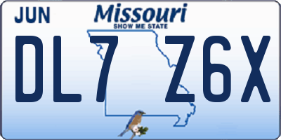 MO license plate DL7Z6X